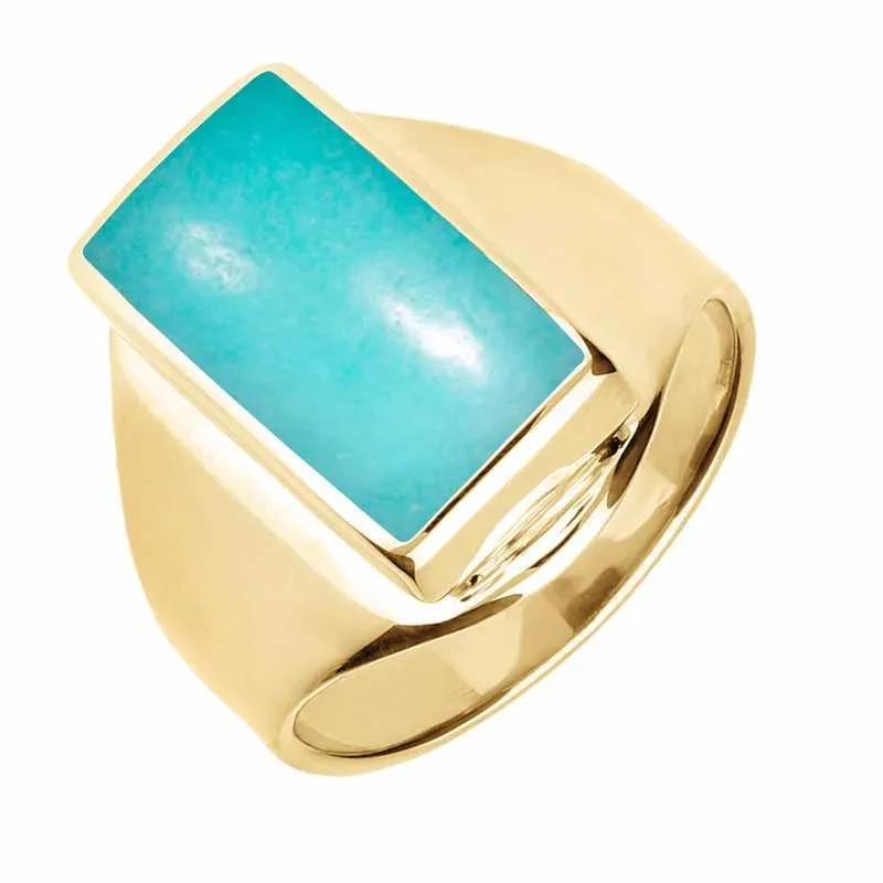 9ct Yellow Gold Turquoise Small Oblong Ring sold by C.W. Sellors