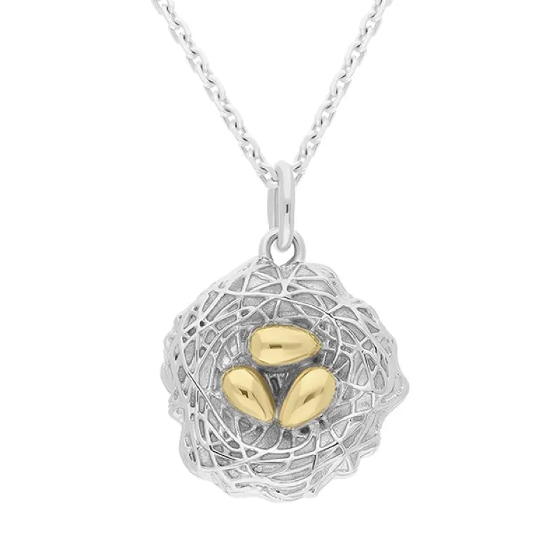 Yellow Gold Sterling Silver Plated Easter Egg Nest Necklace sold by C.W. Sellors