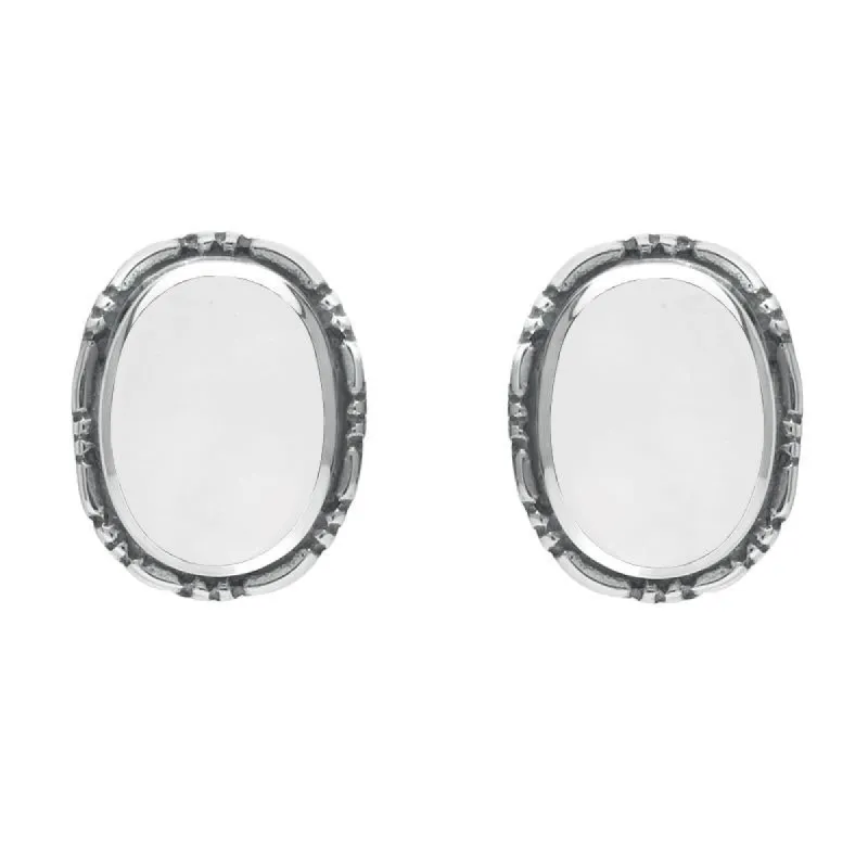 Sterling Silver Bauxite Oval Rope Edge Stud Earrings sold by C.W. Sellors