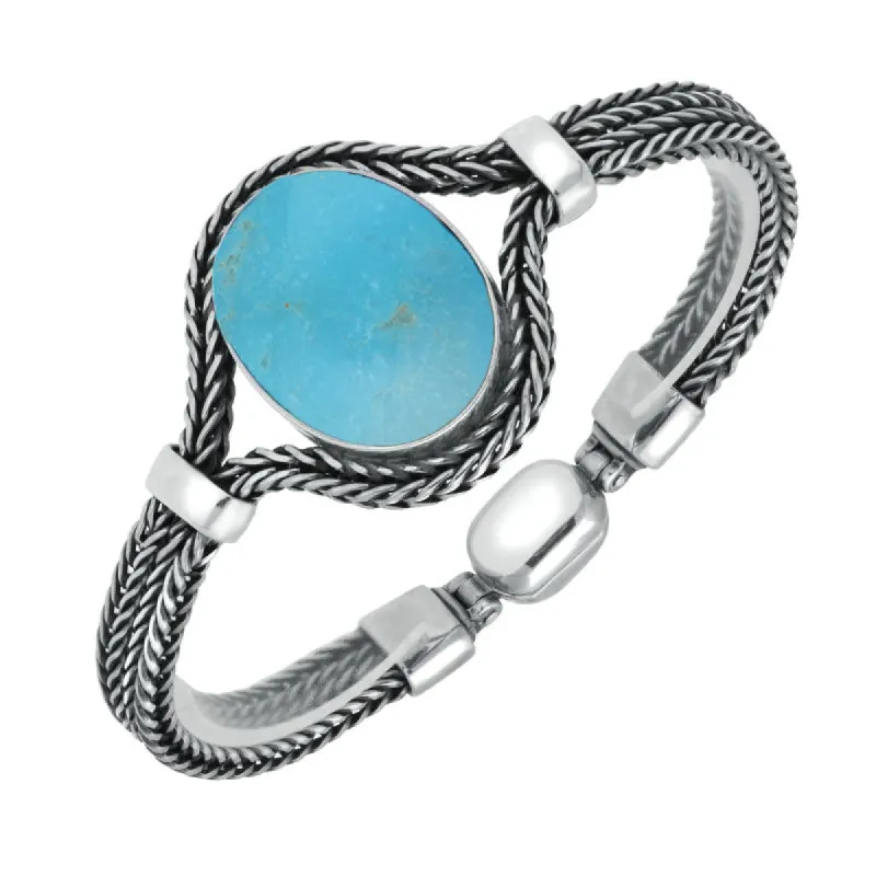 Sterling Silver Turquoise Oval Foxtail Bracelet sold by C.W. Sellors