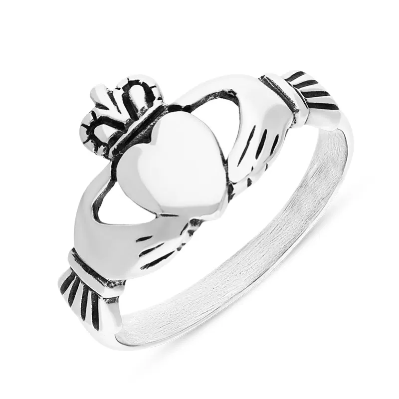 9ct White Gold Claddagh Ring sold by C.W. Sellors