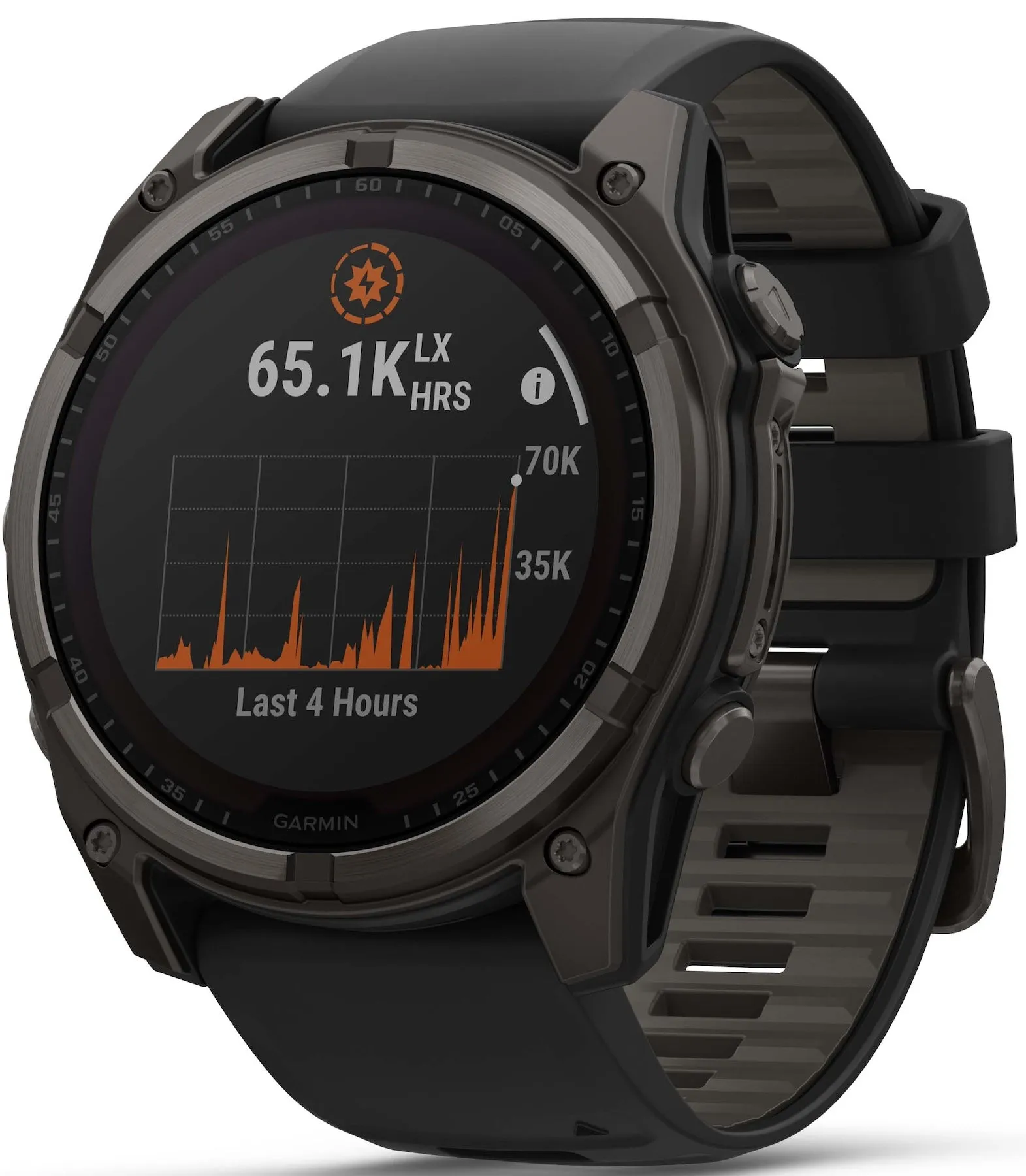 Garmin Fenix 8 51mm Sapphire Solar Carbon Grey DLC Titanium Black Pebble Grey Silicone Watch sold by C.W. Sellors