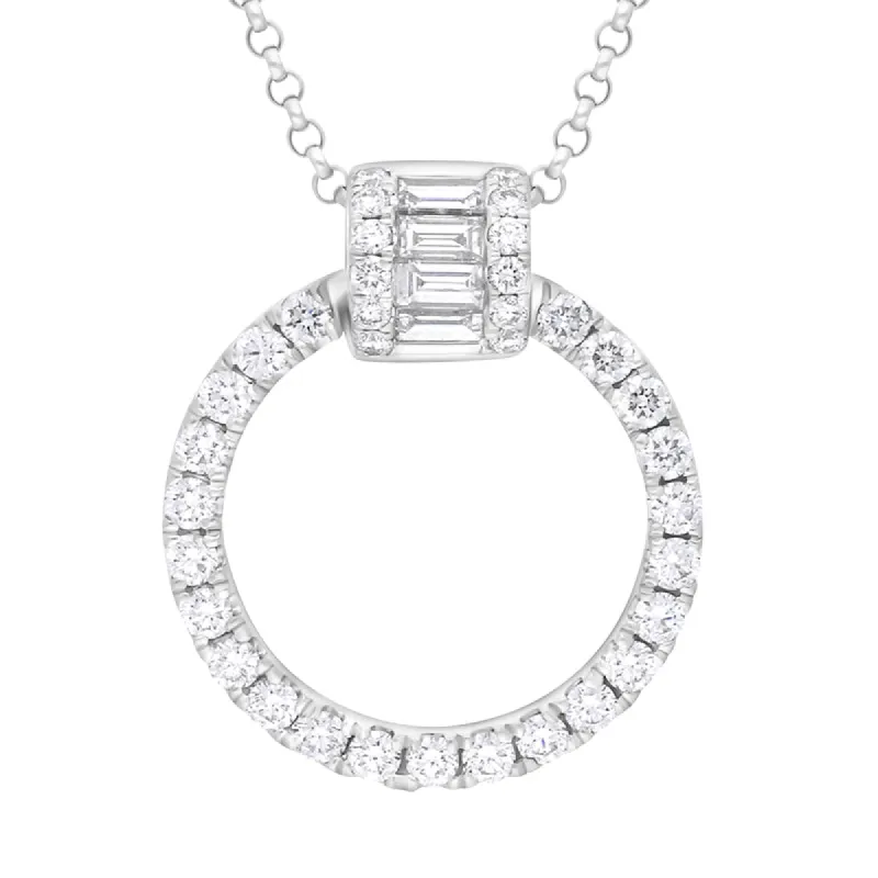 18ct White Gold 0.47ct Diamond Circle Pendant Necklace sold by C.W. Sellors