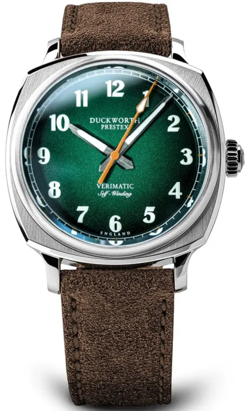 Duckworth Prestex Verimatic Green Fume Brown Suede Watch made by C.W. Sellors