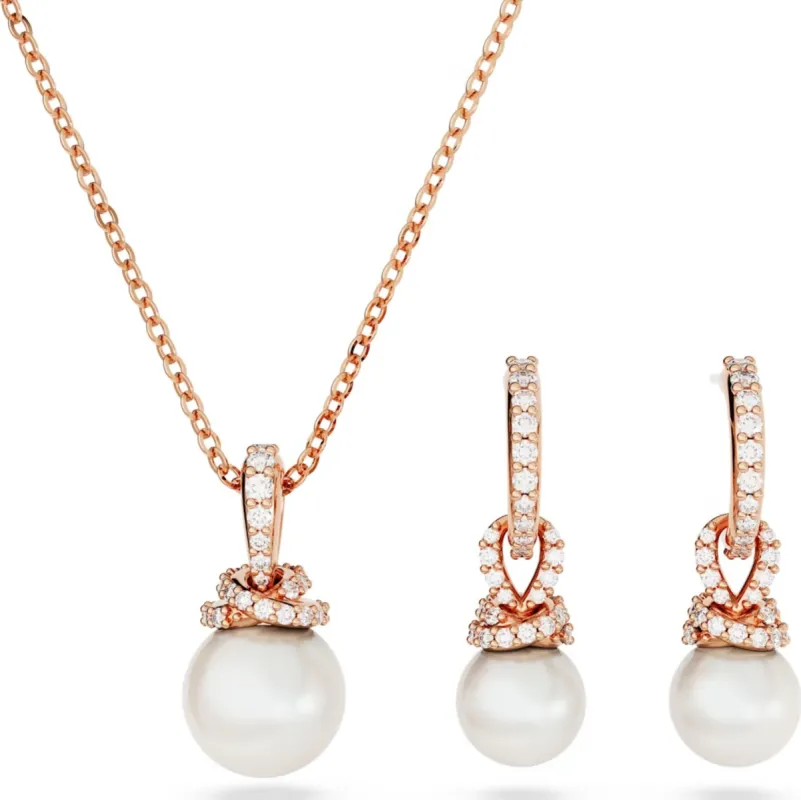 Swarovski Originally Rose Gold Tone Plated White Set made by Swarovski