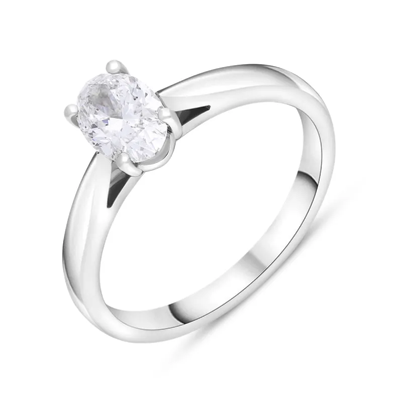 Platinum 0.70ct Diamond GIA Certified Oval Cut Solitaire Ring sold by C.W. Sellors