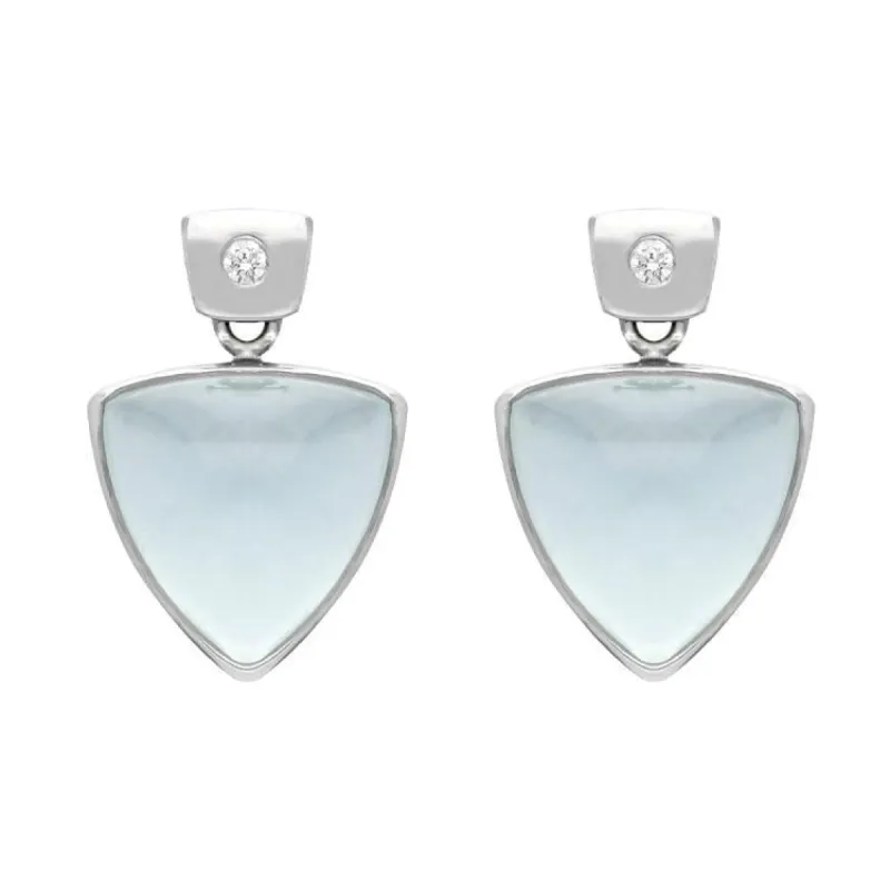 18ct White Gold Aquamarine Diamond Stud Earrings sold by C.W. Sellors