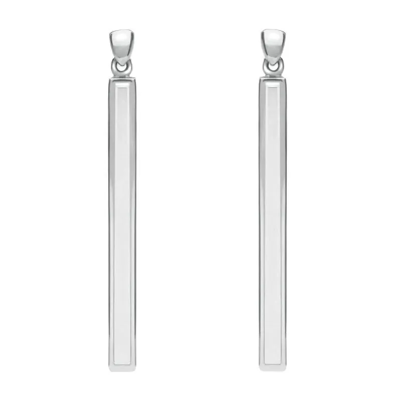 Sterling Silver Bauxite Long Slim Drop Earrings sold by C.W. Sellors