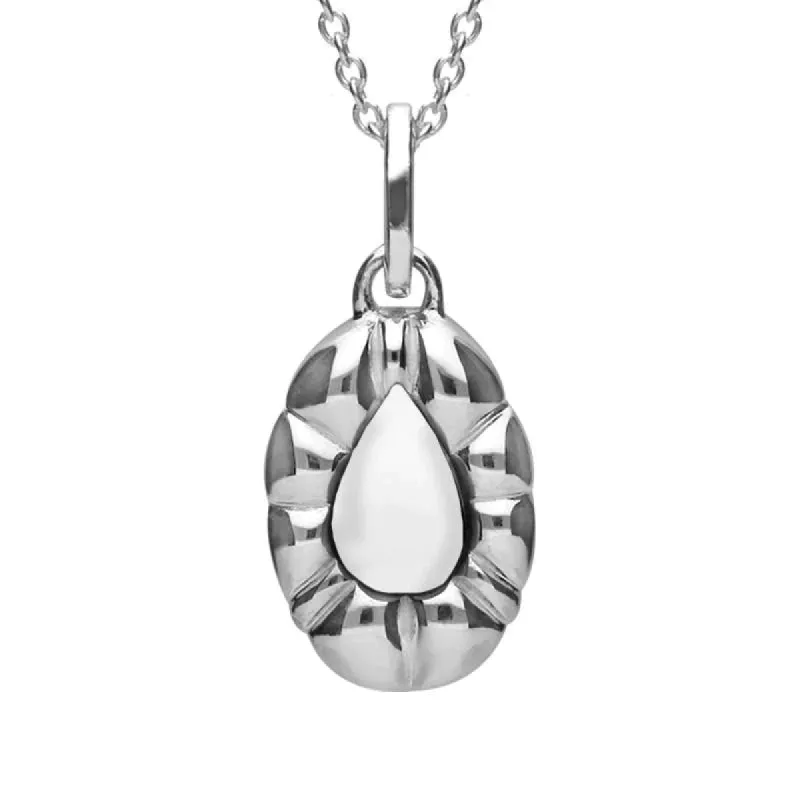 Sterling Silver Bauxite Pear Rope Edge Necklace sold by C.W. Sellors