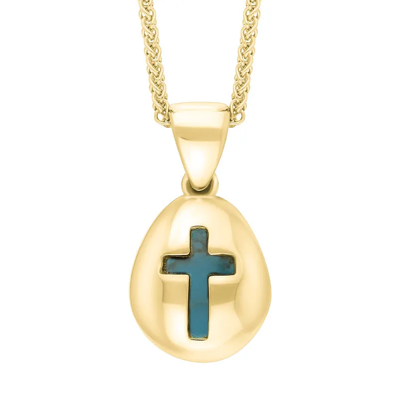 18ct Yellow Gold Turquoise Cross Pear Shape Necklace sold by C.W. Sellors