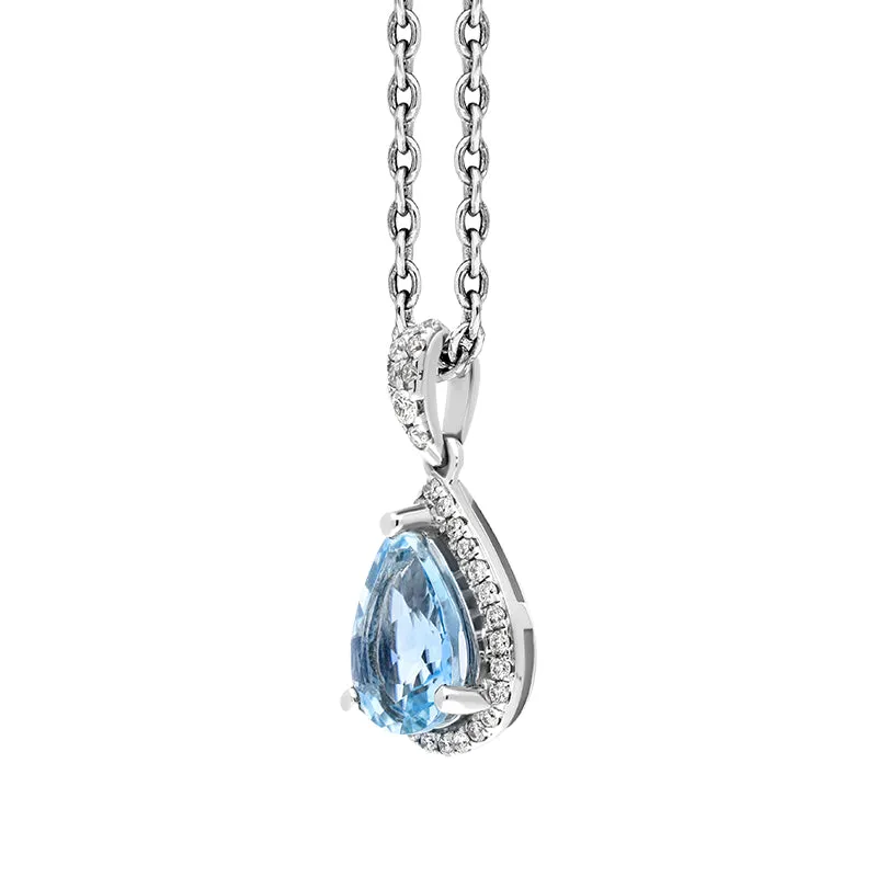 18ct White Gold Aquamarine Diamond Pear Pendant sold by C.W. Sellors product image thumbnail 2