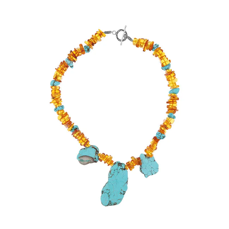 Sterling Silver Amber Turquoise Beaded Necklace D sold by C.W. Sellors product image thumbnail 2