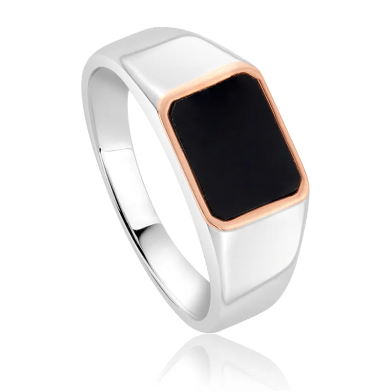 Clogau Sterling Silver Onyx Signet Ring D sold by C.W. Sellors