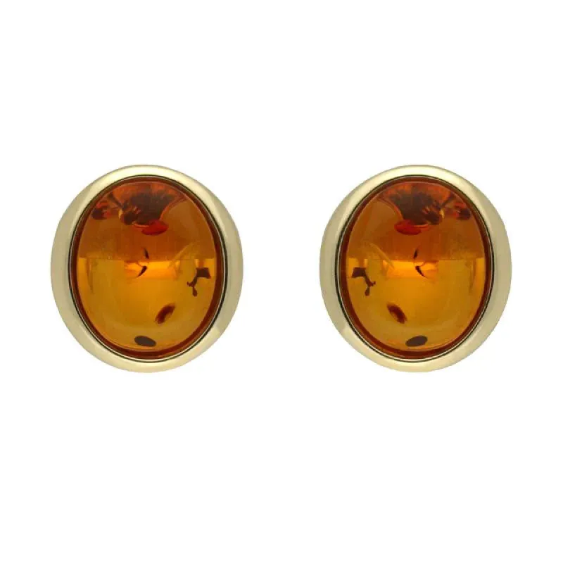 9ct Yellow Gold Amber Framed Oval Stud Earrings D sold by C.W. Sellors