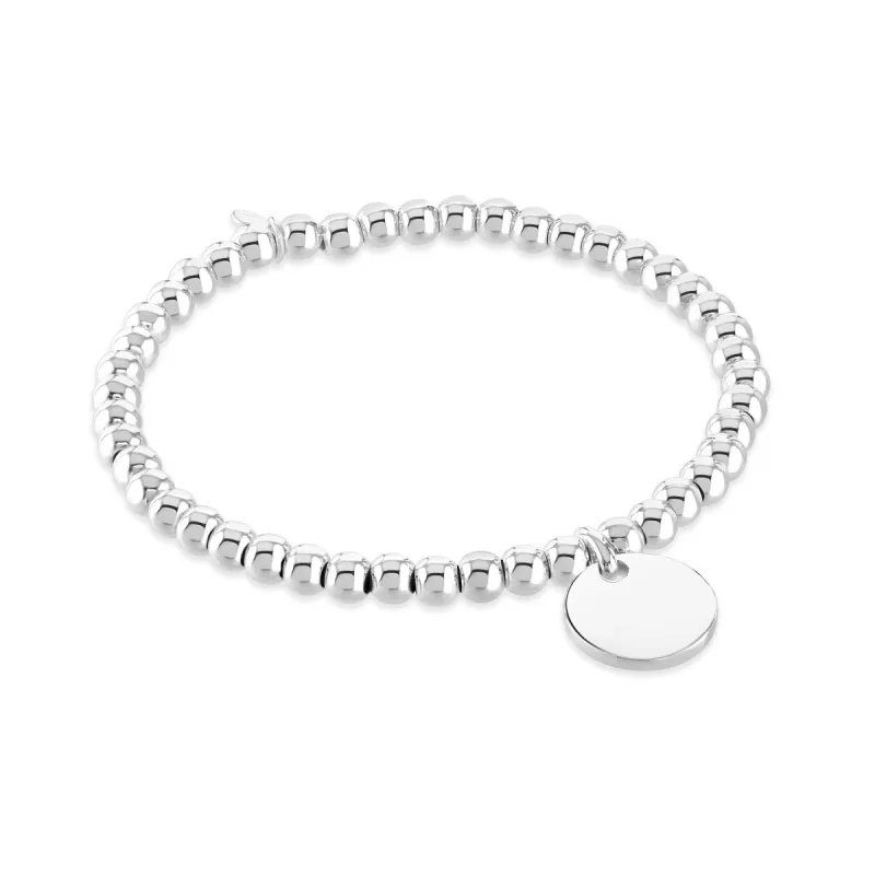 Little Star Sterling Silver Bead Disc Stretch Bracelet sold by C.W. Sellors