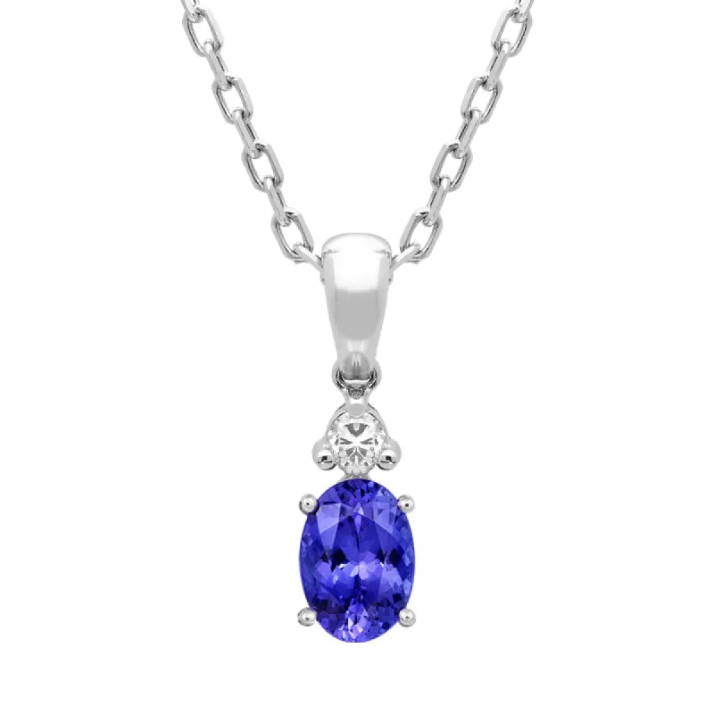 Tivon 18ct White Gold Tanzanite Diamond Oval Cut Necklace D sold by C.W. Sellors