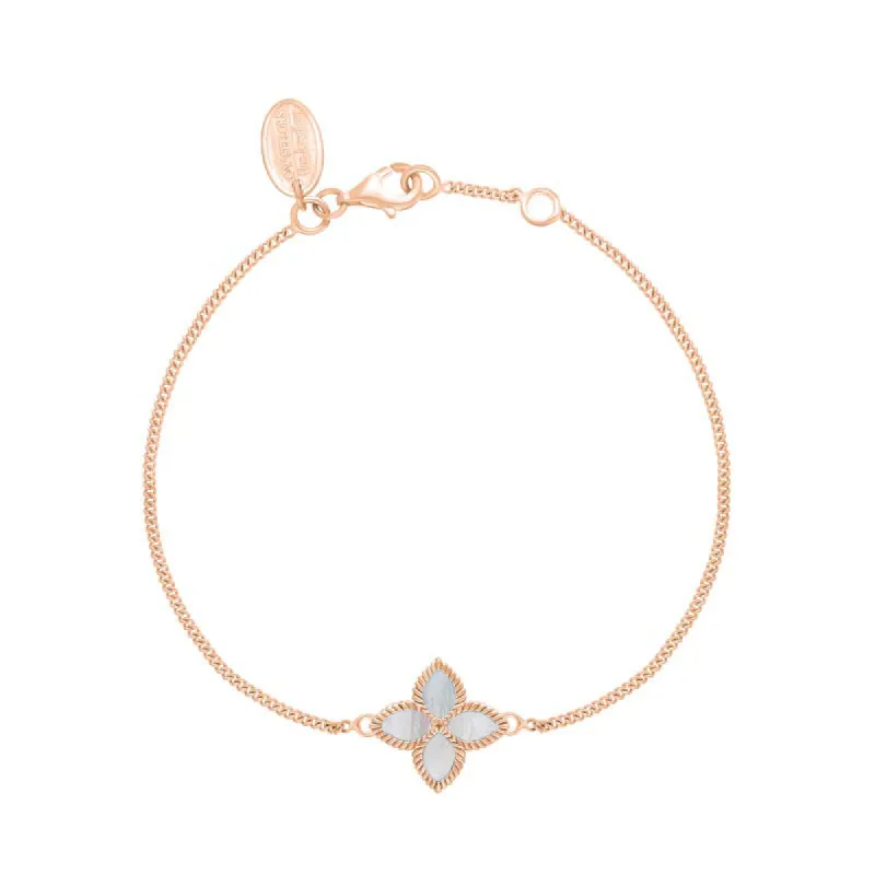 18ct Rose Gold White Mother of Pearl Eden Marquise Flower Bracelet sold by C.W. Sellors