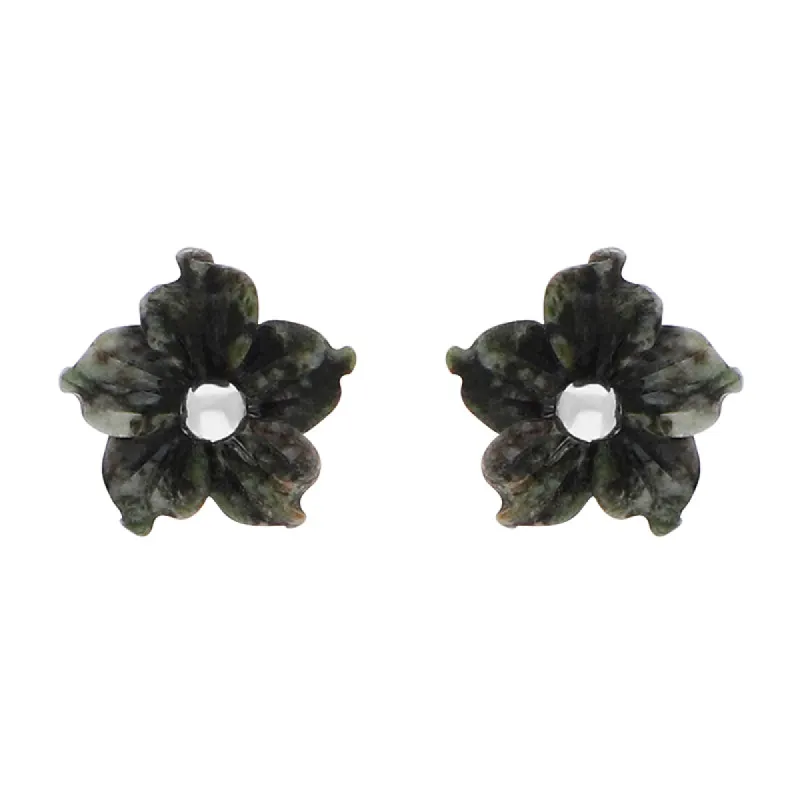 Sterling Silver Preseli Blue Stone Tuberose Flower 8mm Stud Earrings sold by C.W. Sellors
