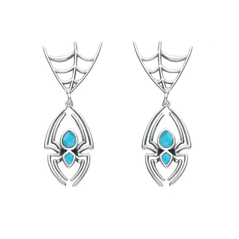 Sterling Silver Turquoise Spider Web Top Earrings sold by C.W. Sellors