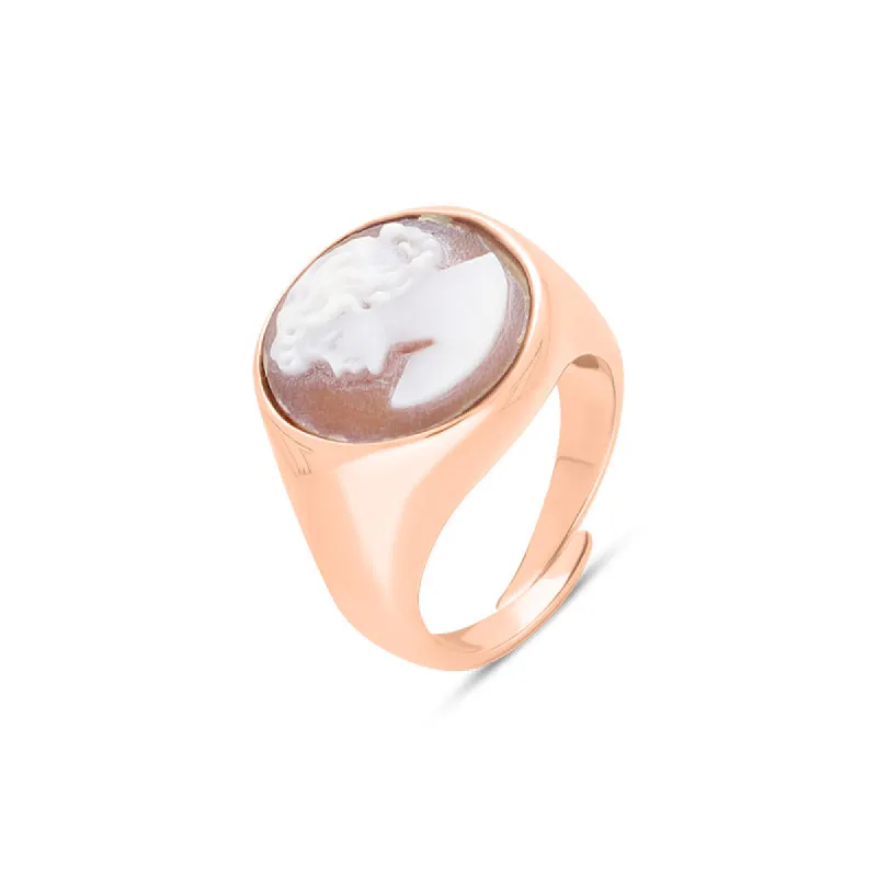 Cameo Italy Rose Gold Plated Sterling Silver Oval Lady Ring D sold by C.W. Sellors