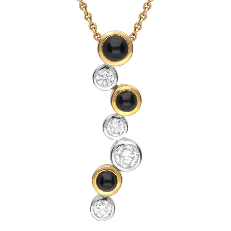 18ct Yellow White Gold Whitby Jet 0.73ct Diamond Multi Stone Necklace D sold by C.W. Sellors