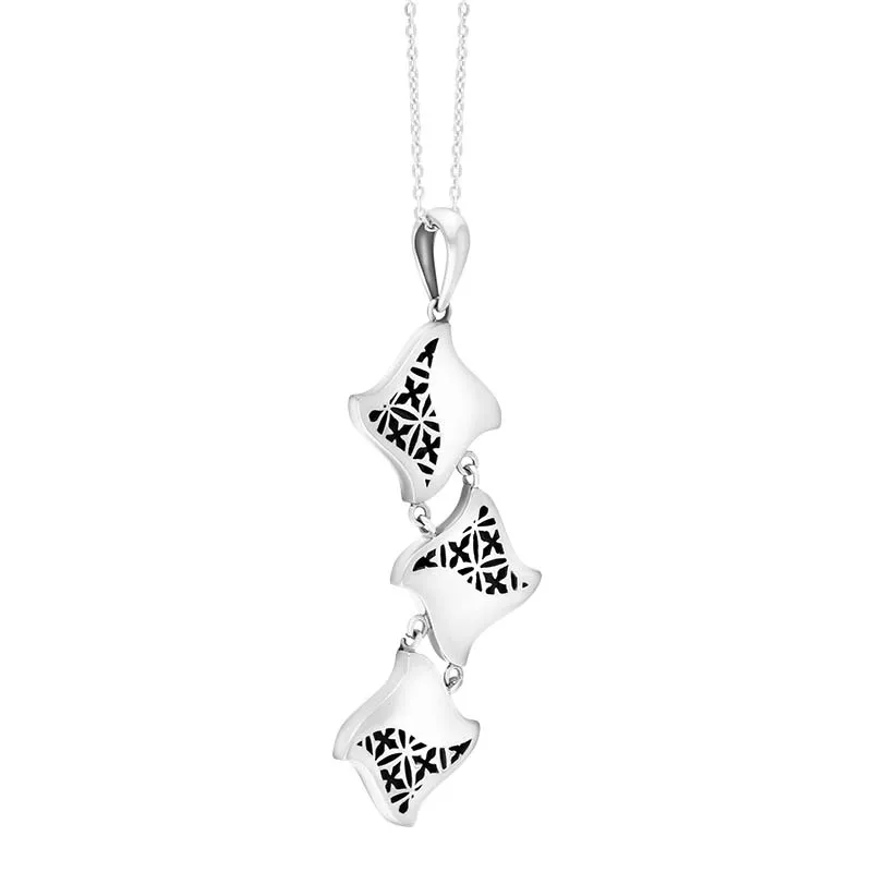 Sterling Silver Whitby Jet Reversible Filigree Triple Square Pendant sold by C.W. Sellors product image thumbnail 2