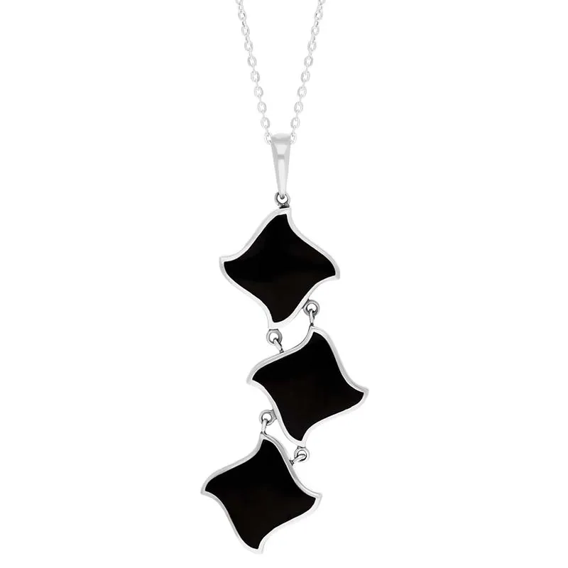 Sterling Silver Whitby Jet Reversible Filigree Triple Square Pendant sold by C.W. Sellors product image thumbnail 3