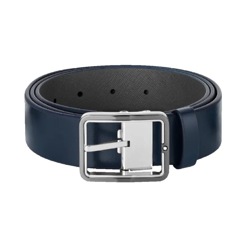 Montblanc 35mm Reversible Leather Belt Blue/Grey D sold by C.W. Sellors