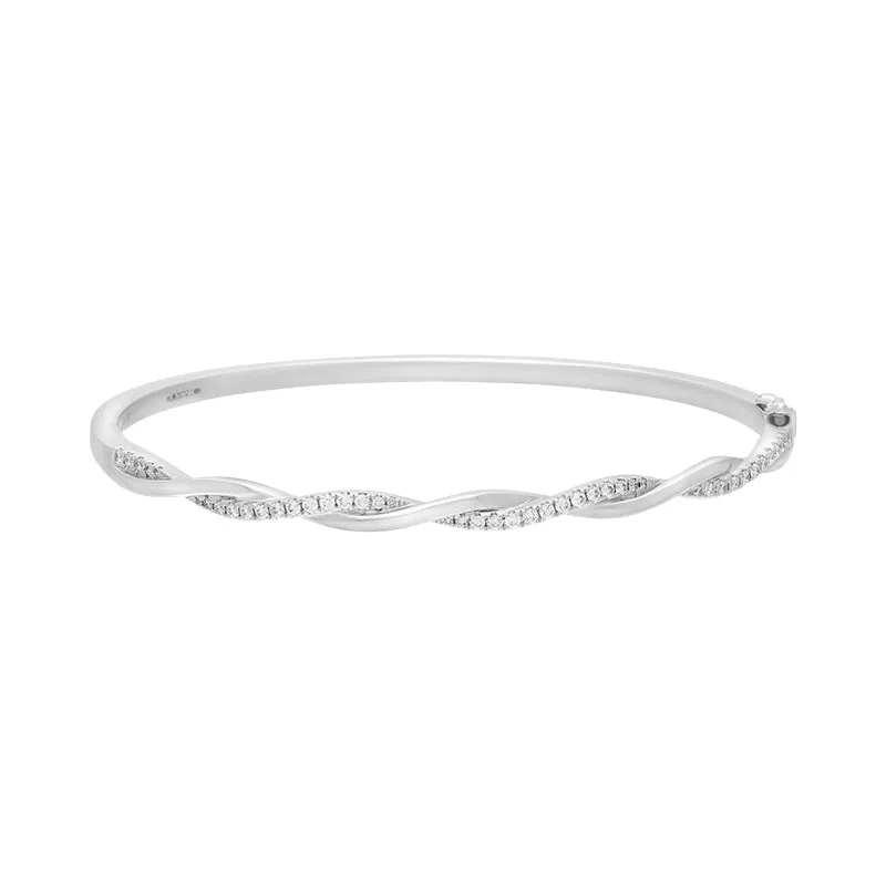 18ct White Gold 0.41ct Diamond Twist Hinged Bangle sold by C.W. Sellors product image thumbnail 2