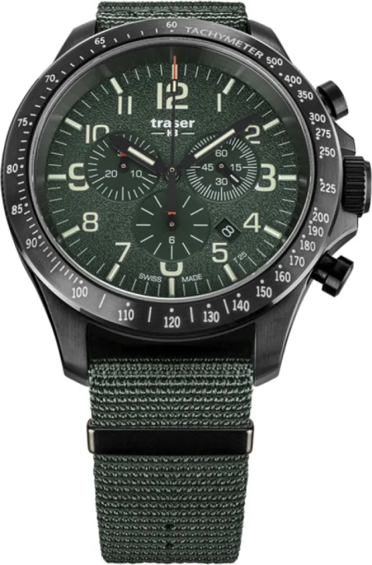 Traser H3 P67 Officer Pro Chronograph Green Watch made by C.W. Sellors
