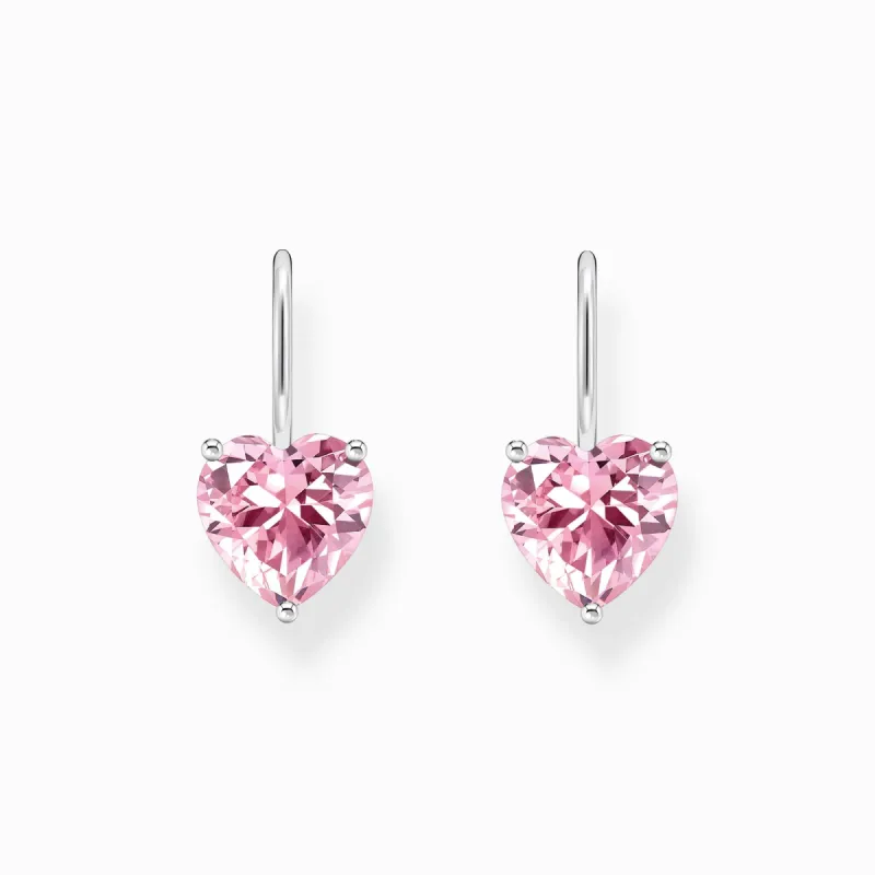 Thomas Sabo Sterling Silver Heart Pink Zirconia Earrings sold by C.W. Sellors
