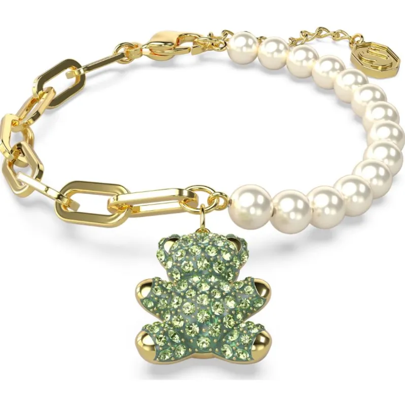 Swarovski Gold Tone Plated Green Teddy Bear Bracelet sold by C.W. Sellors