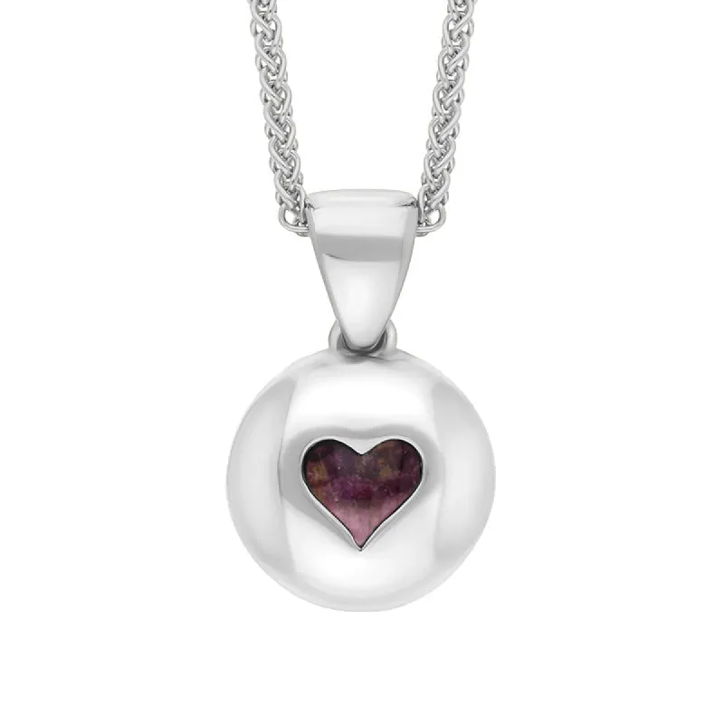 Sterling Silver Blue John Heart Disc Necklace sold by C.W. Sellors