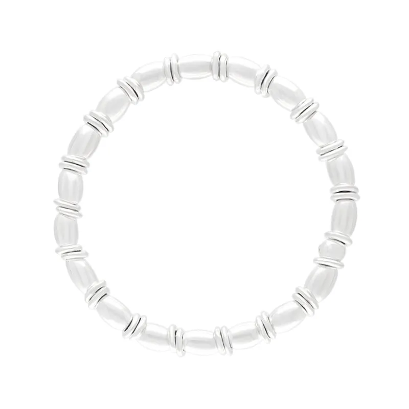 Sterling Silver White Oval Bead Jump Ring Bracelet sold by C.W. Sellors