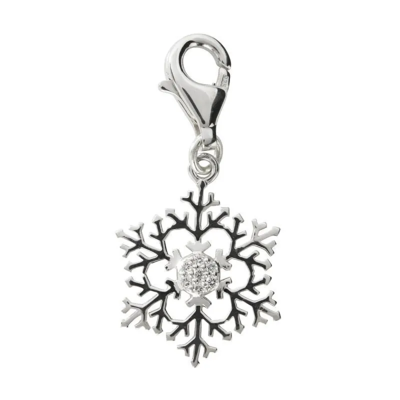 Sterling Silver White Cubic Zirconia Sparkly Snowflake Charm D sold by C.W. Sellors