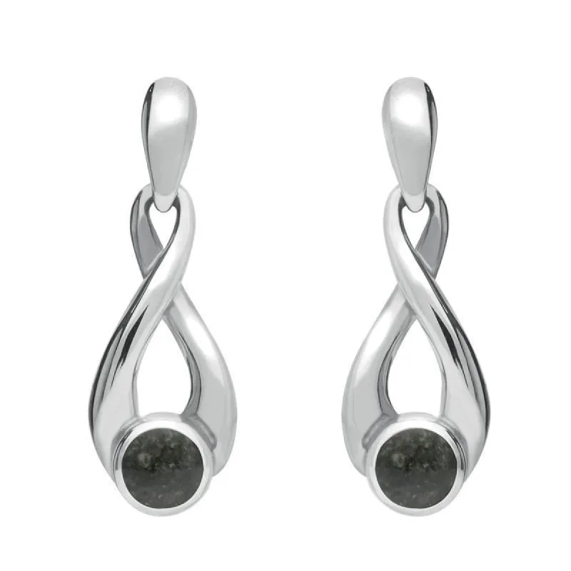 Sterling Silver Preseli Bluestone Eternity Loop Drop Earrings, sold by C.W. Sellors