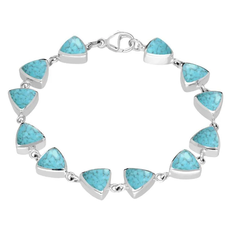 Sterling Silver Turquoise Curved Triangle Bracelet sold by C.W. Sellors