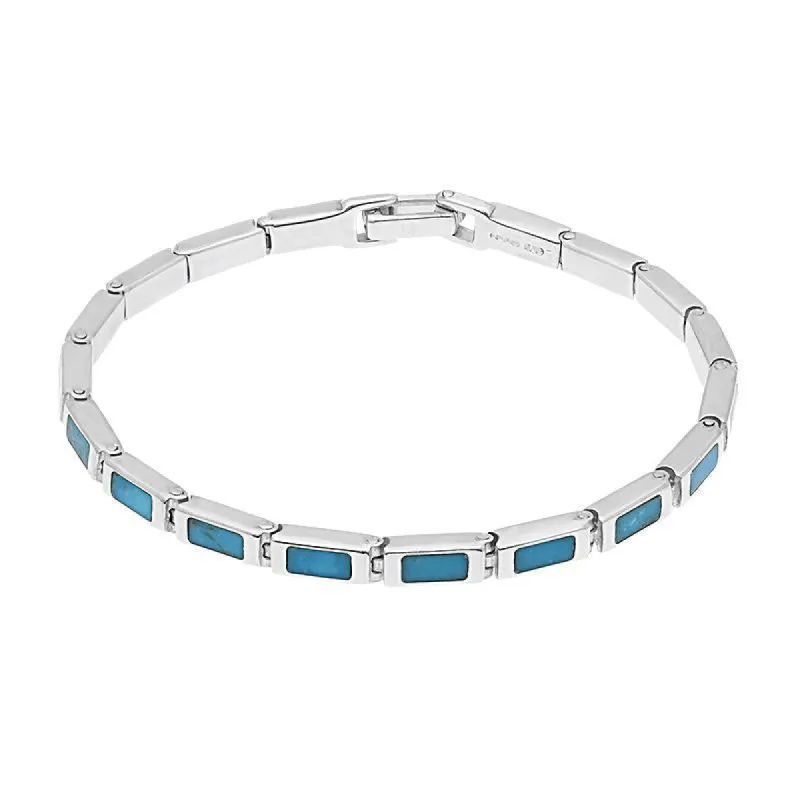 Sterling Silver Turquoise 18 Stone Rectangle Bracelet sold by C.W. Sellors