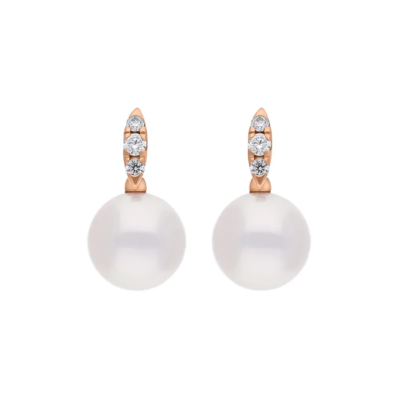 Mikimoto Morning Dew 18ct Rose Gold Akoya Pearl Diamond Stud Earrings sold by C.W. Sellors