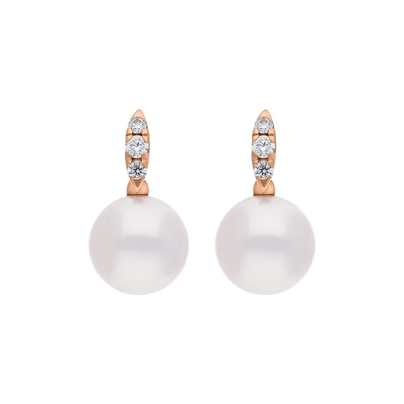 Mikimoto Morning Dew 18ct Rose Gold Akoya Pearl Diamond Stud Earrings sold by C.W. Sellors