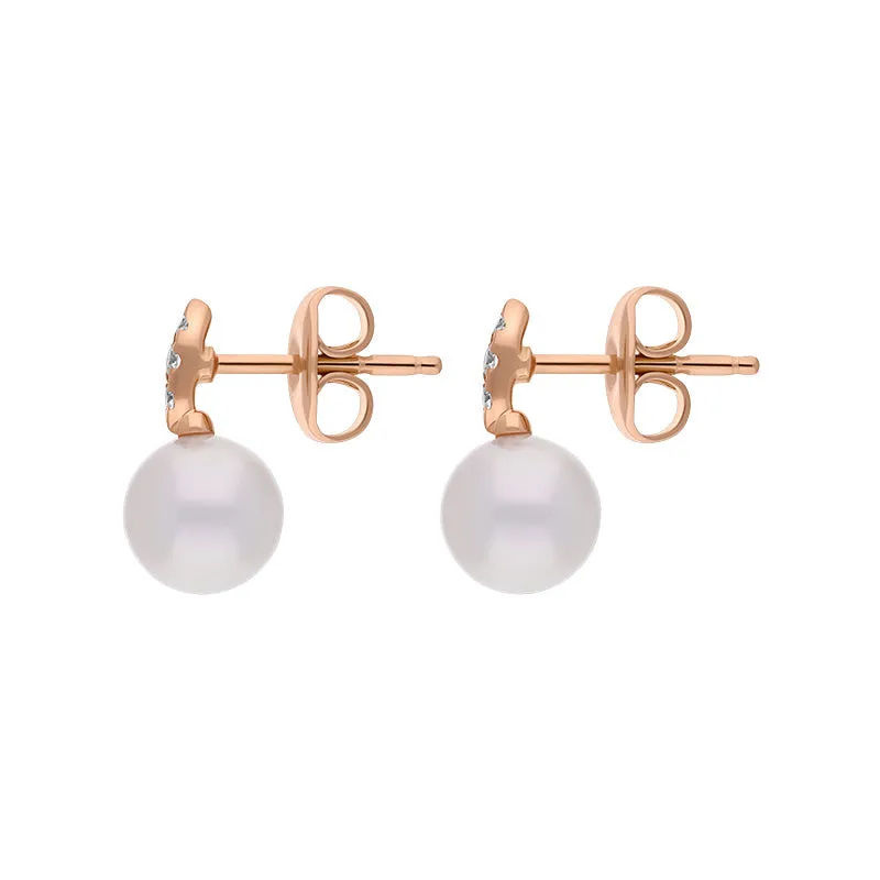 Mikimoto Morning Dew 18ct Rose Gold Akoya Pearl Diamond Stud Earrings sold by C.W. Sellors product image thumbnail 2