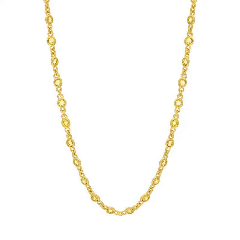 Cameo Italy Sterling Silver Yellow Gold Plated Cubic Zirconia Chain Necklace D sold by C.W. Sellors