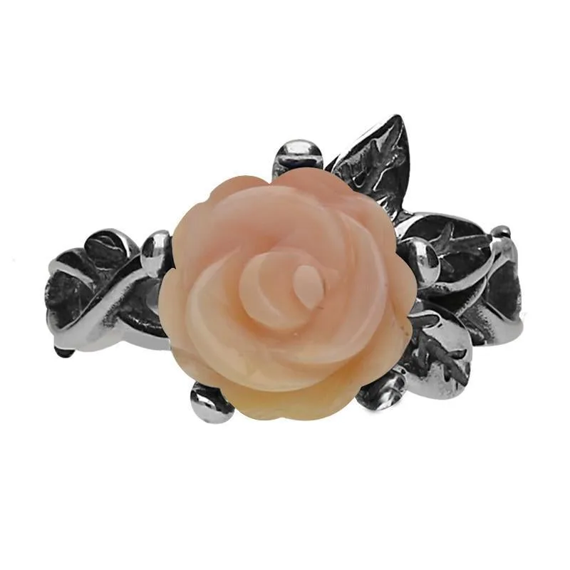 Sterling Silver Pink Conch Tuberose 10mm Rose Leaf Twist Ring sold by C.W. Sellors product image thumbnail 2