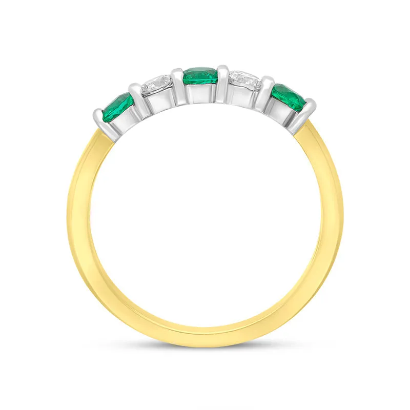 18ct Yellow Gold Emerald Diamond Bar Set Half Eternity Ring sold by C.W. Sellors product image thumbnail 2