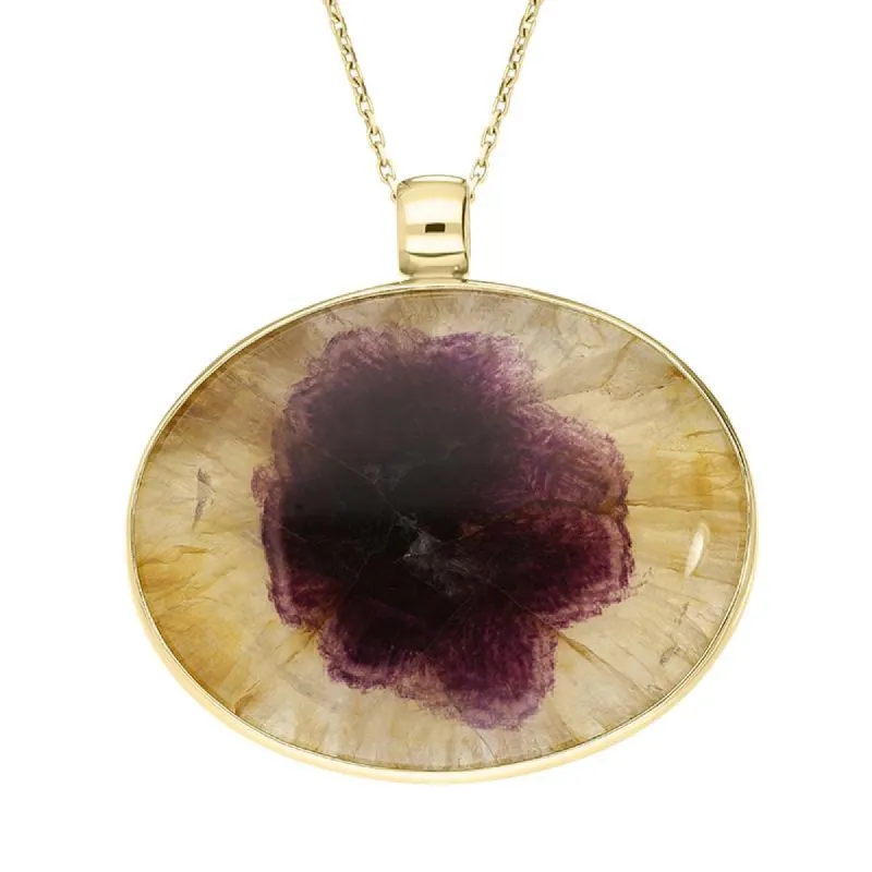 18ct Yellow Gold Blue John Unique Large Oval Necklace D sold by C.W. Sellors