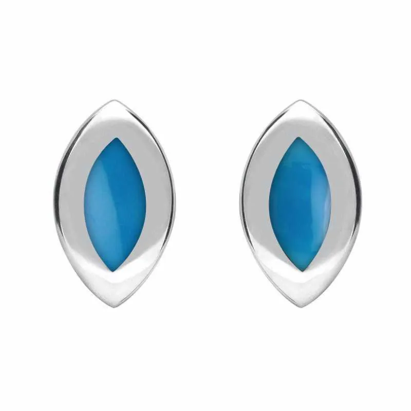Sterling Silver Turquoise Framed Marquise Stud Earrings sold by C.W. Sellors