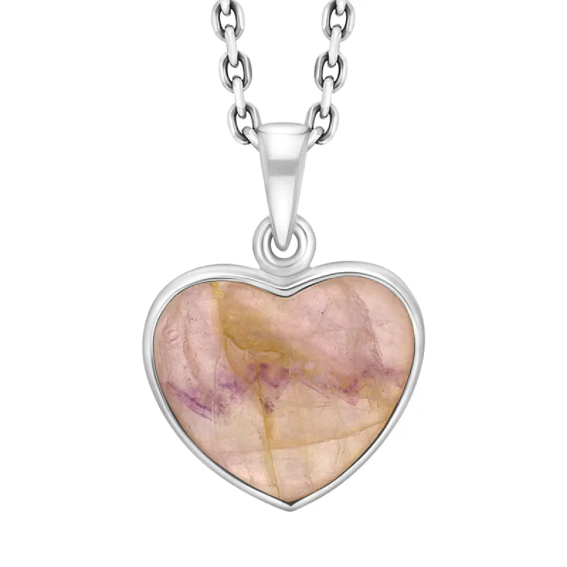 Sterling Silver Blue John Heart Pendant Necklace D sold by C.W. Sellors