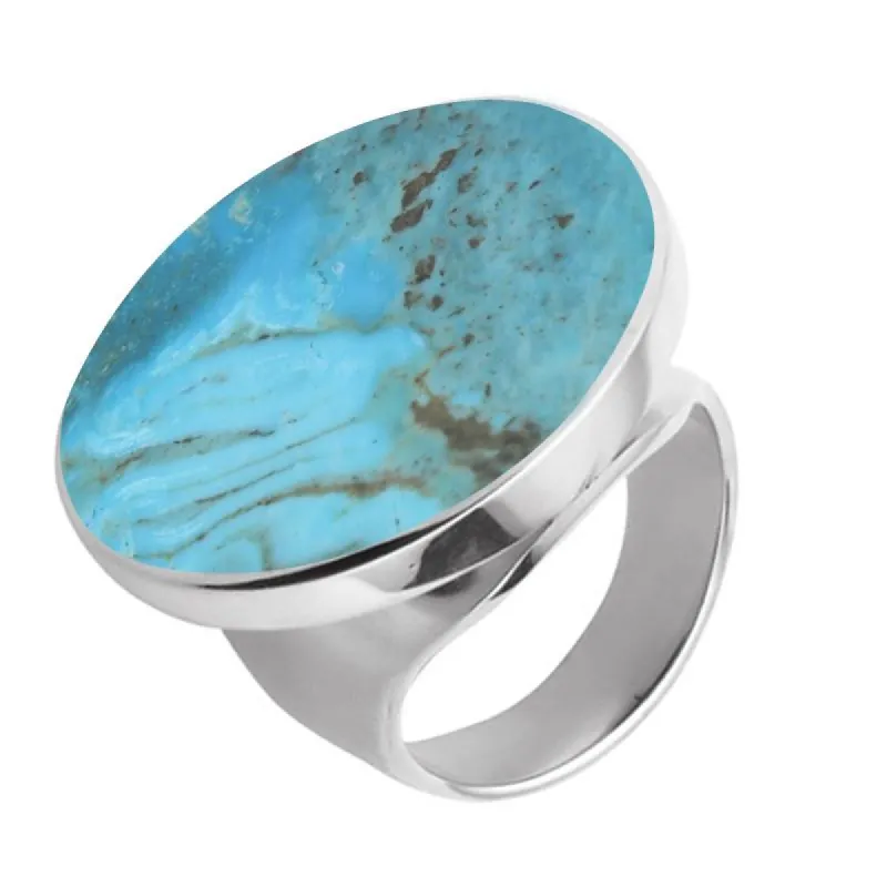 Sterling Silver Turquoise Large Round Stone Ring sold by C.W. Sellors