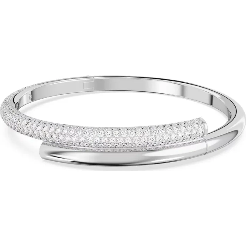Swarovski Dextera Rhodium Plated White Crystal Bangle sold by C.W. Sellors