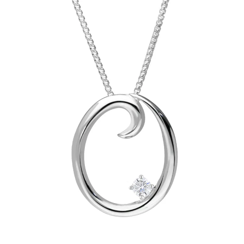 Love Letters 9ct White Gold 0.10ct Diamond Initial O Necklace sold by C.W. Sellors